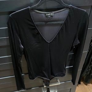 Bebe velvet long sleeve body suit